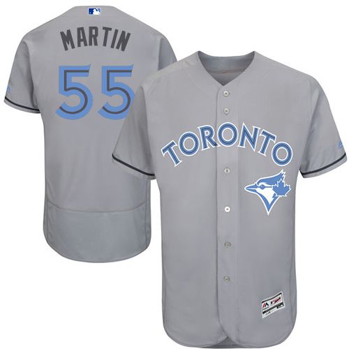 Blue Jays #55 Russell Martin Grey Flexbase Authentic Collection Father's Day Stitched MLB Jersey - Click Image to Close